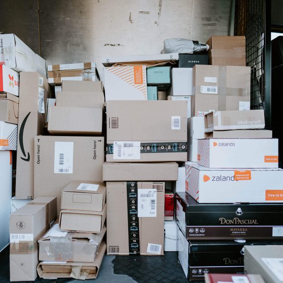 A room filled with lots of boxes and crates.