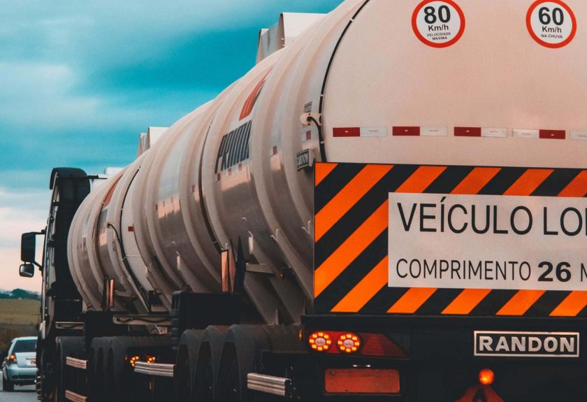 A large truck with a big tank on the back.